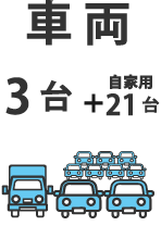 車両：3台＋自家用21台